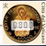 Złote monety Watykańskie. Znaczki do automatu
